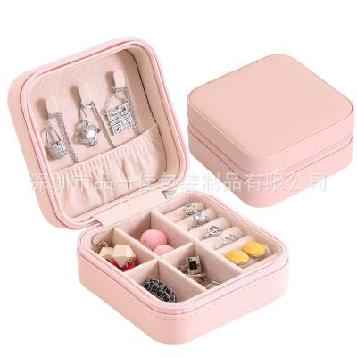 China Simple PU Women Girl Single Layer Organizer Portable Case Packaging Gift Boxes Small Travel Earring Jewelry Box for sale