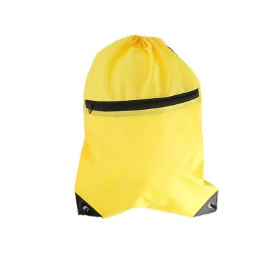 China Custom Outdoor Printing Drawstring Logo Shopping Bag Promotional Polyester Drawstring Backpack With Zipper Pocket for sale