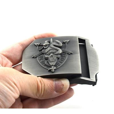 China Nickel free cowboy metal logo mens metal logo belt buckle oem military usa navy usn for sale