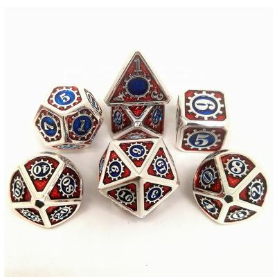 China Game Antique Silver Edge 7 Piece Metallic Die Custom Dungeons D D Metal Die Sets for sale