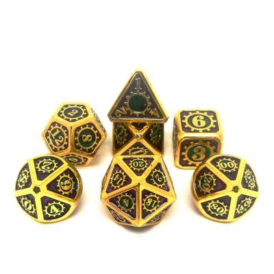 China Game Die Black Teal Scale Small Solid Brass Metal Dice Edge Game Dice Set for sale