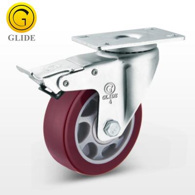 China Hotels OEM 3 4 5 Inch Medium Duty Top Cut Polyurethane Caster Wheel for sale