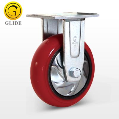 China PU Trolley Heavy Duty Steel Wheels 100 Fixed Metal Caster Wheel 125 150 200mm for sale