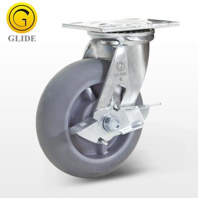 China Heavy Duty TPR Wheel Industrial Caster TPR With Side Brake for sale