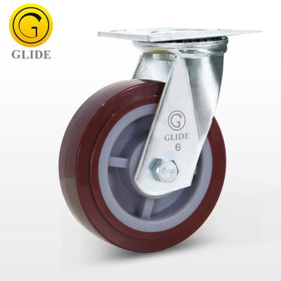 China Heavy Duty PU FLAT SURFACE PU Swivel Caster With Top Brake Heavy Duty AGV Wheel Caster Heavy Duty Used for sale