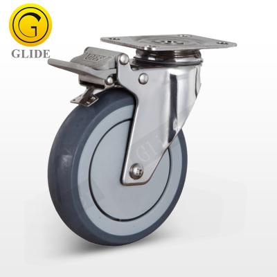 China Single 3/4/5 Inch TPR Stainless Steel Light Duty TPR Rubber Wheels For Trash Cans for sale