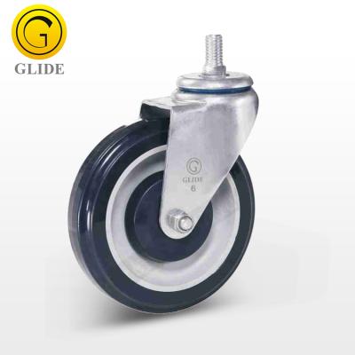 China PU Single Ball Bearing Polyurethane 3 4 5 Inch Metal Casters Wire Stem Swivel Shopping Cart Caster Wheels for sale