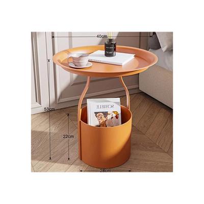 China Small family metal viable light luxury MDF coffee table living room tea table round small platform double sofa side table for sale