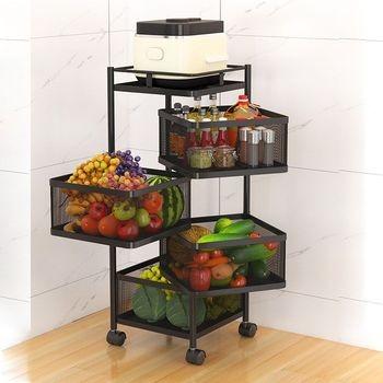 China Kitchen Viable Storage Rotating Shelf 4 Layer Trolley Rack With Wheel Storage Rack for sale