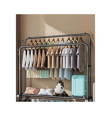 China Portable Simple Floor-to-Ceiling Rack Hangers Bedroom Household Clothing Rack Shoe Rack Clothes Burying Living Room Storage for sale