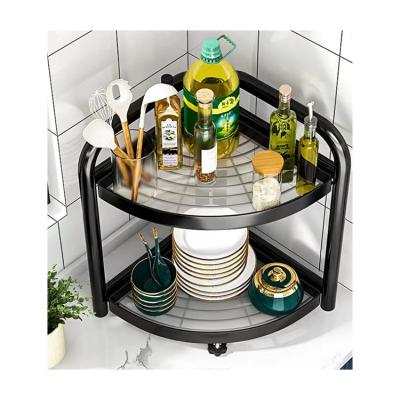 China Viable Kitchen Storage Shelf Desk Tiered Corner Bathroom Organize Triangle Storage Rack for sale