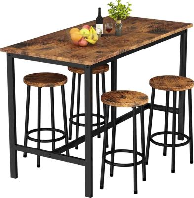 China Adjustable (other) 4 person Industrial table Set, brown finish bar table and chair is a great addition to your kitchen, game room or living room for sale