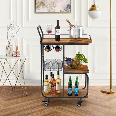 China PANEL Industrial Bar Wheel Cart Kitchen Beverage Alcohol cart, suitable for living room, outdoor service cart rack  metal cart table for sale