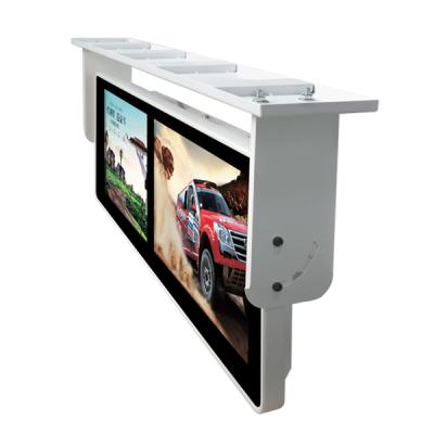 China Metal Case + Tempered Glass Panel 22 Inch Bus Double Screens LCD Advertising USB Monitor Player Digital Sigange Media Player Wall Mounted SD Card for sale