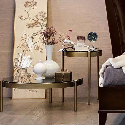 China Wholesale Easy Clean Modern Tempered Glass and Metal Coffee Table Round Luxury Stainless Steel for sale