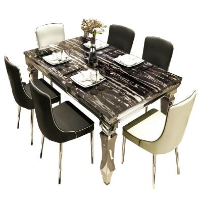 China Modern Design Factory Manufacturer Sale Marble Top Dining Table Set 6 Chairs for sale