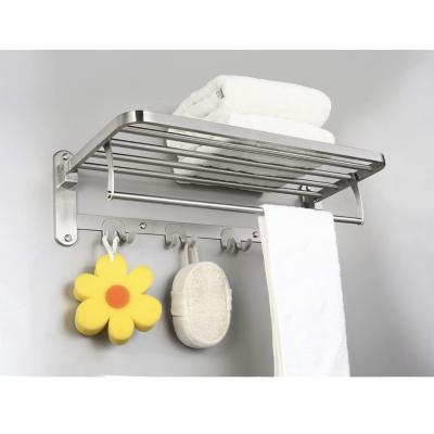 China Wholesale Multi Layer Bathroom Hotel Fashion Modern Design Modern Design Stainless Soap Rack Towel Shelf With Hooks Towel Rack Bathroom Accessories for sale