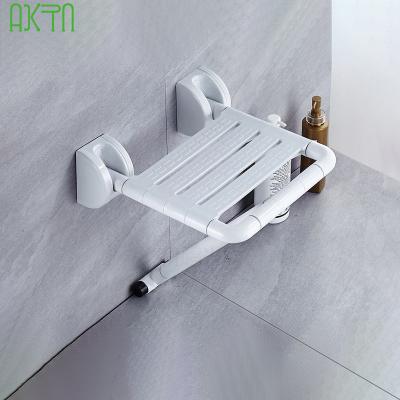 China Wholesale Durable Nylon Folding Nursing Home Bath Chair Flip Up Bathroom Shower Grab Wall Mounted Bar Seats Elderly Wall Mounted Chair for sale