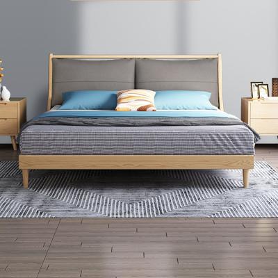 China Cane Series Ash Natural Wood Bed Luxury Design Modern Solid Wood Bed Frame Rattan Convertible Bedroom Furniture King for sale