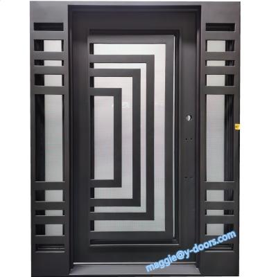 China Traditional Metal Front Entry Door Wrought Iron Door Steel Security Door for sale