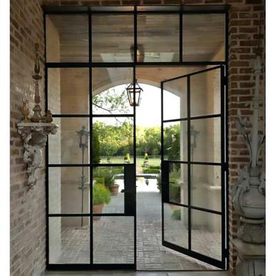 China French Door Waterproof Steel Iron Entry Door Modern Steel Exterior Door for sale