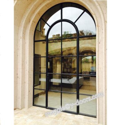 China Waterproof Steel Eyebrow French Door Iron Entry Door Top Steel Exterior Door for sale