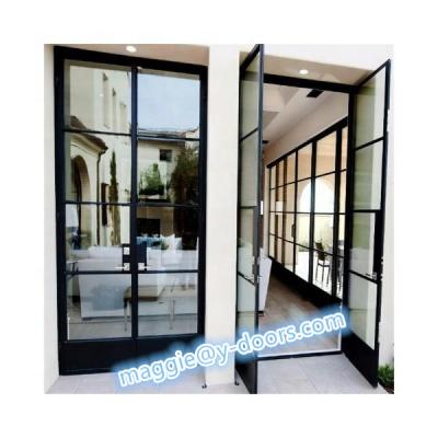 China Modern French Door Iron Entry Door Modern Steel Steel Exterior Door for sale