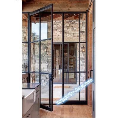 China French Door Modern Steel Iron Entry Door Exterior Glass Steel Door for sale