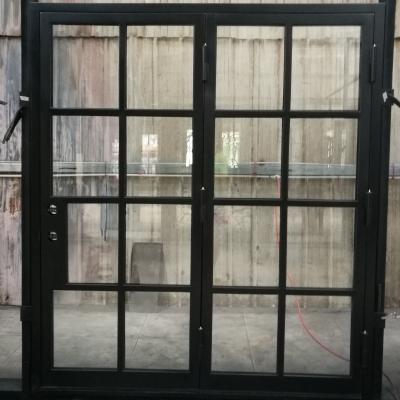 China French Style Steel Swing Two Panel Bifold Door With 20mm Width Grille Bars for sale