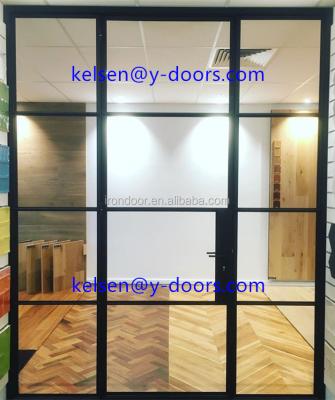 China Swing Hang Product Customized French Style Single Steel Door With Position Lights Attached for sale