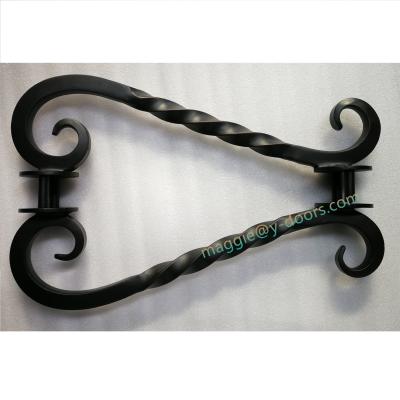 China Traditional US Customized Wrought Iron Door To Handle Steel Solid Handle for sale