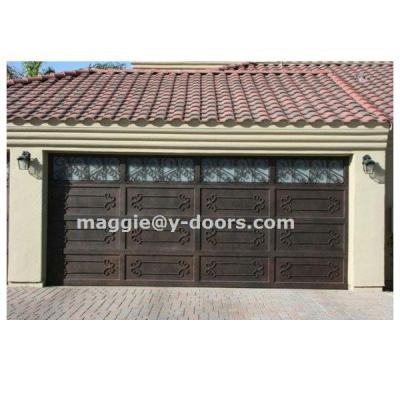 China Wrought Iron Automatic Garage Door Panels For Outdoor Electric Motor Automatic Car Entrance for sale