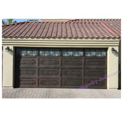 China Anti-theft Wrought Iron US Garage Door Panels For Outdoor Car Entry Control By Electric Motor for sale