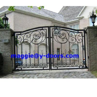 China Basic Swing Wrought Iron Garden Track Designs For Exterior Entrance Steel Exterior Door for sale