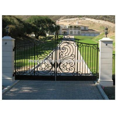 China Swing Wrought Iron Exterior Foundation Track Designs Steel Garden Roller Gate for sale