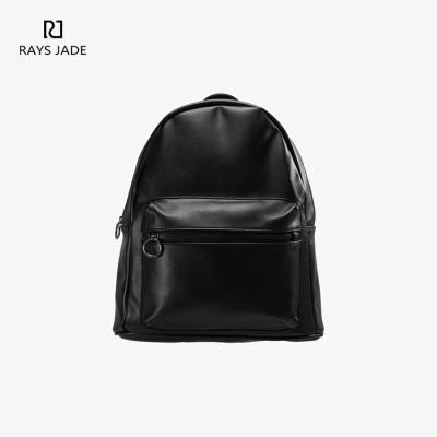 China Small Quantity Waterproof Cheap Unisex Black PU Backpack Medium Bag (AX-019) à venda