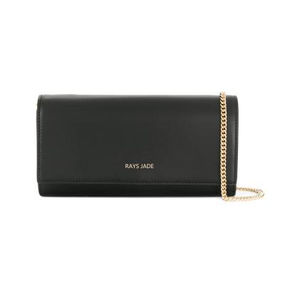 China Guangzhou Manufacture Custom Black Leather Clutch Bag For Lady for sale