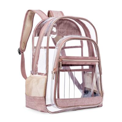 China PORTABLE wholesale custom logo jelly waterproof PVC clear backpack,Pvc transparent plastic school pink backpack for sale