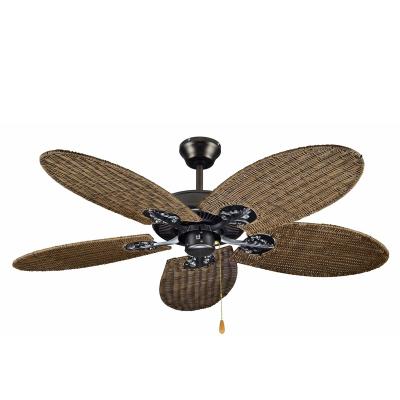 China COOLING european style modern brown leaf wood ceiling fan for decorating living room 52