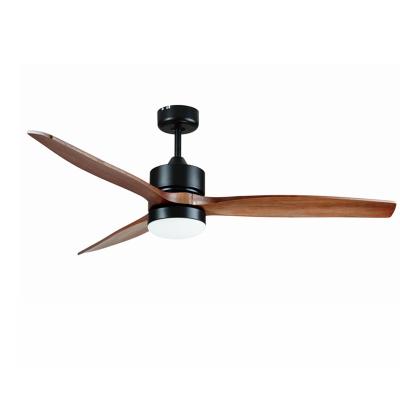 China COOLING Luxury Ceiling Fan with Silent Motor Solid Wood Three-Leaf Remote Control Modern Ceiling Fan with LED Light for sale