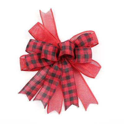 China Christmas Decoration Factory Price Red And Black Plaid Checks New Year Christmas Ribbon Hangs Decoration Supplies for sale