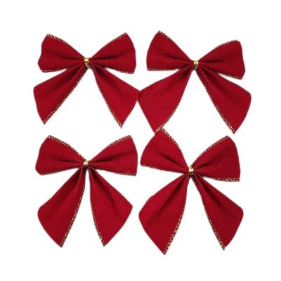 China HC121192 Classic Red Velvet Bow For Cake Decorating Mini Christmas Bows Pre Tied Gift Ribbon The Little Red Hanger for sale