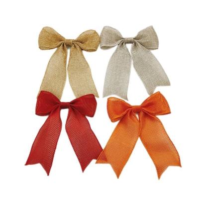 China HC121176 Christmas Decoration Burlap Gift Box Decorate Ribbon Bow Christmas Wholesale Decorate Mini Yama Bows for sale