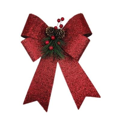 China HC121209 Fashion Xmas Decoration HC121209 Christmas Tree Topper Plastic PVC Glitter Shinny Red Christmas Bow Decoration Red Bow for sale