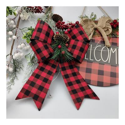 China Wholesale Ribbon And Bow PVC Christmas Decoration HC121212 Polyester Bows For Christmas Tree Decoration PVC Christmas Bows for sale