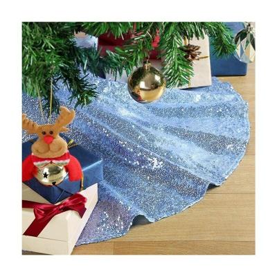 China Diameter HC321216 Cheap Wholesale Classic 36 Inch Baby Blue Baby Blue Decoration Glitter Sequin Indoor Christmas Tree Skirt for sale