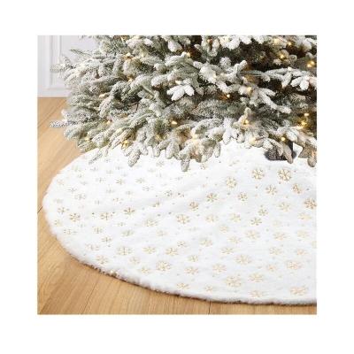 China HC321005 Classics 90cm 122cm 36inch 48inch Navidad White Plush Faux Fur Navidad Xmas Hairy Christmas Tree Border Decorative for sale