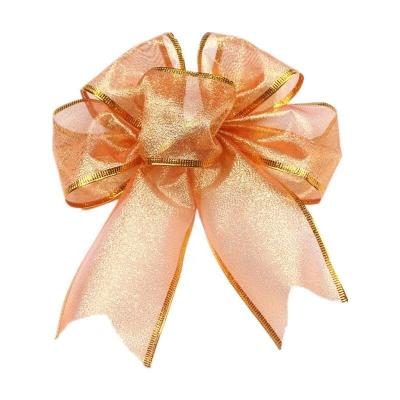 China Halloween Decorative Orange Organza Ribbon Bows Home Ribbon Decorations for sale