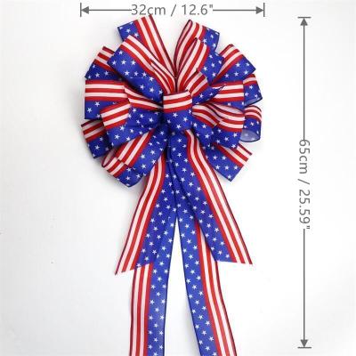 China Big sale big american whole polyester national day ribbon bow decoration and bows for american national day for sale