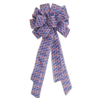 China Large american national day polyester ribbon bow decoration and bows for american national day holiday decoration for sale